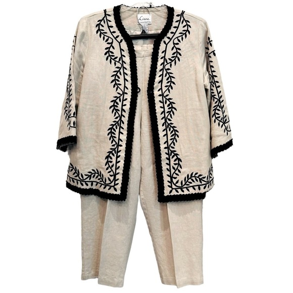 Linea by Louis Dell’Olio Size L 100% Linen Back Zip Stretch Waist Side Pockets - Picture 8 of 9